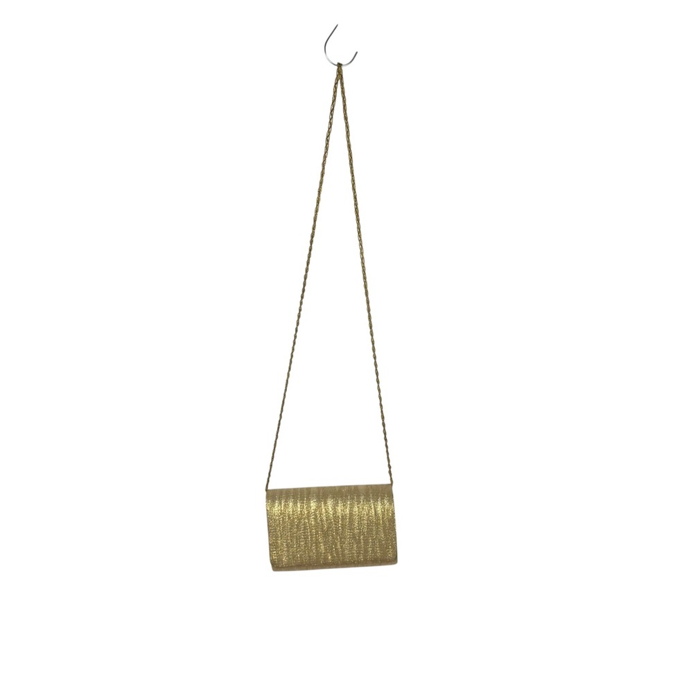 La Regale Crossbody Bag Gold Metallic Pleated Shimmer Vintage Evening Clutch
